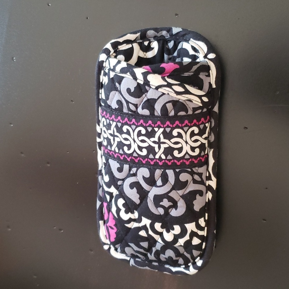 Vera Bradley Glasses Case- black, white, gray & magenta pink